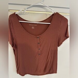 American eagle brown top with buttons